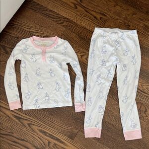 The Beaufort Bonnet Company Blue and Pink Bunny Pajama Set